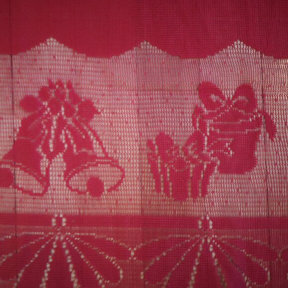 Red Lace Christmas Tablecloth 54"x 72" Rectangle w/ Christmas Theme Designs - Picture 6 of 7